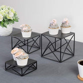 Modern Matte Black Metal Wire Nesting Food Display Risers - Decorlay